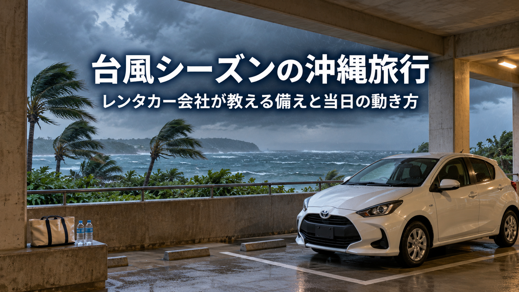 沖縄の台風シーズンへの備えを表す風景のイメージ（AI生成）